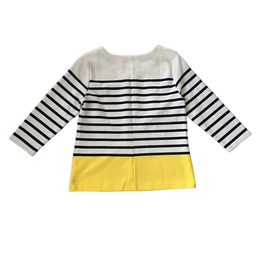 Talbots Cream Navy Stripe Color Block Top - image 7